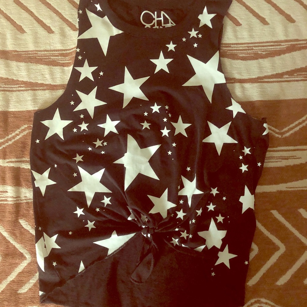 Tie front sexy tank top .
